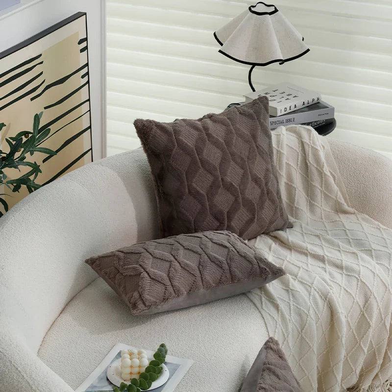 Axyaa Plush Diamond Pattern Cushion Cover Set for Stylish Home Decor
