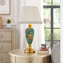 Retro Floral Ceramic Floor Lamp Tray Design Nordic Style LED Light by Axyaa