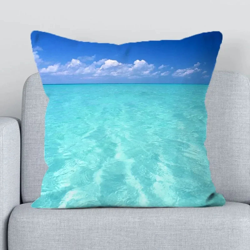 Axyaa Beach Ocean Print Decorative Pillowcase - Casual Home Decor Cushion Cover