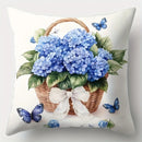 Axyaa Butterfly and Flower Wreath Sofa Cushion Cover Set, 17.7" x 17.7"