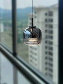 Axyaa Smoke Grey Glass LED Pendant Lights for Dining Kitchen Bar Decor