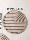 Axyaa Natural Wood Water Ripples Wall Art - Boho Living Room Accent