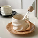 Axyaa High-grade European Style Espresso Coffee Cup Set with Colored Glaze Ceramic