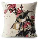 Axyaa Vintage Floral Bird Linen Cushion Cover - 45*45cm
