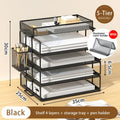 Axyaa Stackable Tray Desk Organizer & Holder for Paper Letter Accessories Black Office Home School