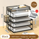 Axyaa Stackable Tray Desk Organizer & Holder for Paper Letter Accessories Black Office Home School