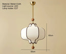 Axyaa Retro Fabric Pendant Light with Circular LED for Dining Room, Wooden Ball Fixtures E27