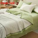 Axyaa Summer Cool Quilt Set - Washed Cotton, Solid Color, Machine Washable