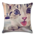 Axyaa Cat Tongue Out Decor Cushion Cover – Polyester Throw Pillow for Home Sofa Seat