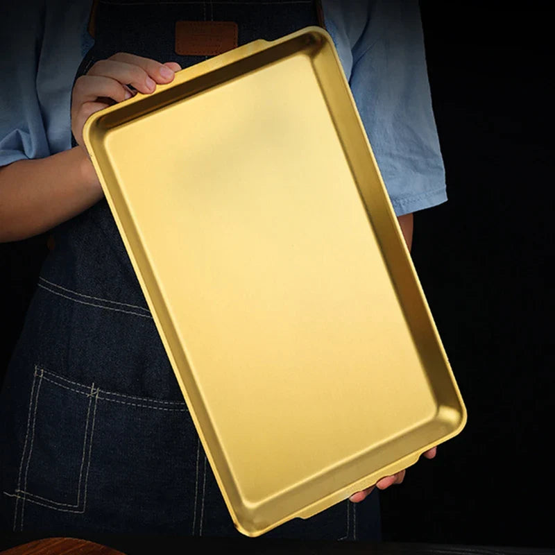Axyaa Stainless Steel Rectangular Food Storage Tray for Sushi BBQ Baking Pan