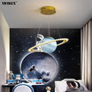 Axya Moon Glow LED Chandelier: Modern Living Room Pendant Lighting