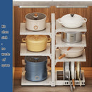 Axyaa Adjustable Pot and Pan Storage Rack, Seasoning Bottle Organizer