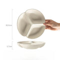 Axyaa Three-grid Ceramic Divided Plate for Healthy Eating and Portion Control