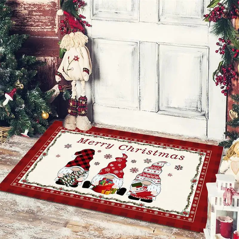 Christmas Dwarf Print Floor Mat for Living Room and Balcony Decoration by Axyaa