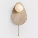 Axyaa Stone Art Wall Lamp with Glass Lampshade and Pull Chain