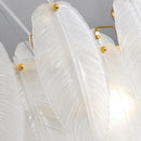 Axyaa Luxury Feather Glass Chandelier in Gold Finish - Elegant and Modern Lighting Solution