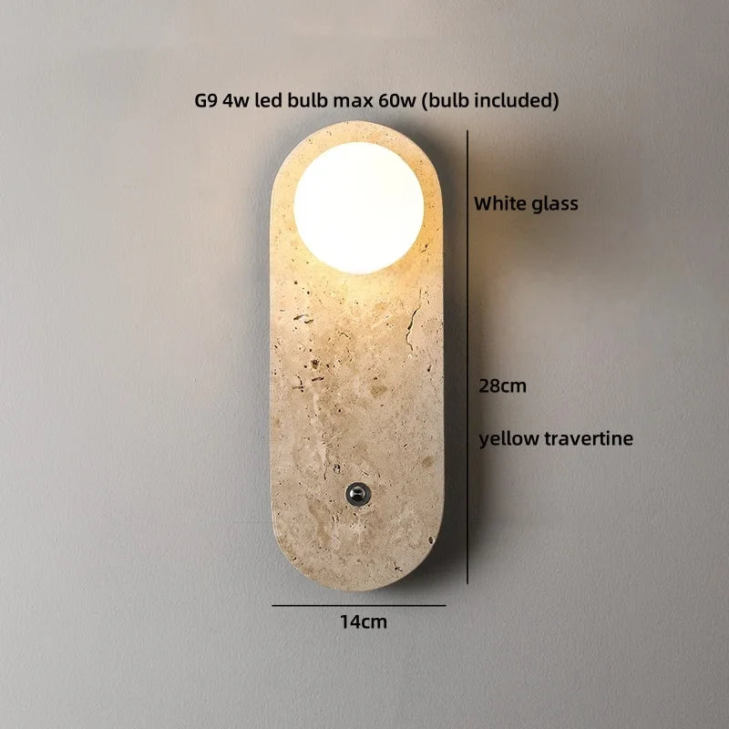 Axyaa White Glass Stone LED Wall Lamp for Living Room, Bedroom, Bathroom Mirror Lighting