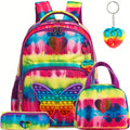 Axyaa Girls' School Backpack Set with Lunch Bag, Pencil Bag & Toy Pendant