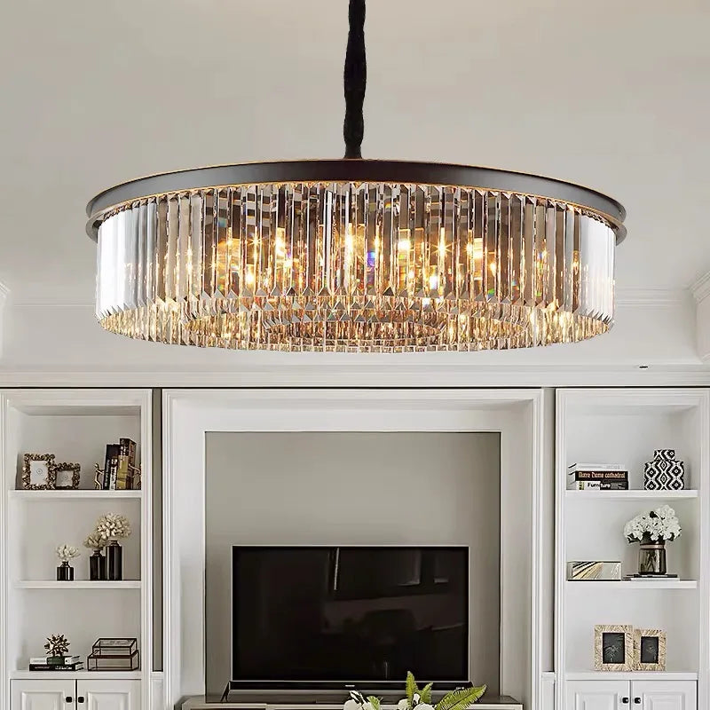 Axyaa Retro Crystal Ceiling Chandelier for Living Dining Room