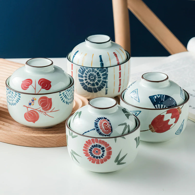 Axya Ceramic Cover Bowl Eat Soup Pot Chicken Stew Cup Tableware