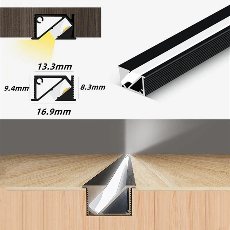 Axyaa 45° Backlight LED Aluminum Profile Bar Light Channel with Silicone Diffuser Cover