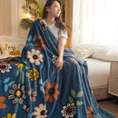 Axyaa Floral Sofa Blanket - Soft Coral Fleece Plaid Blanket for Beds