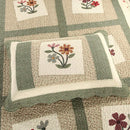 Axyaa Farmhouse Green Floral Quilted Bedspread Set
