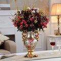 Axyaa European Resin Vase with Artificial Flower Figurines for Home & Office Decor