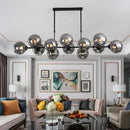 Axyaa Grey Glass LED Pendant Chandeliers for Living Room, Bedroom, and Kitchen