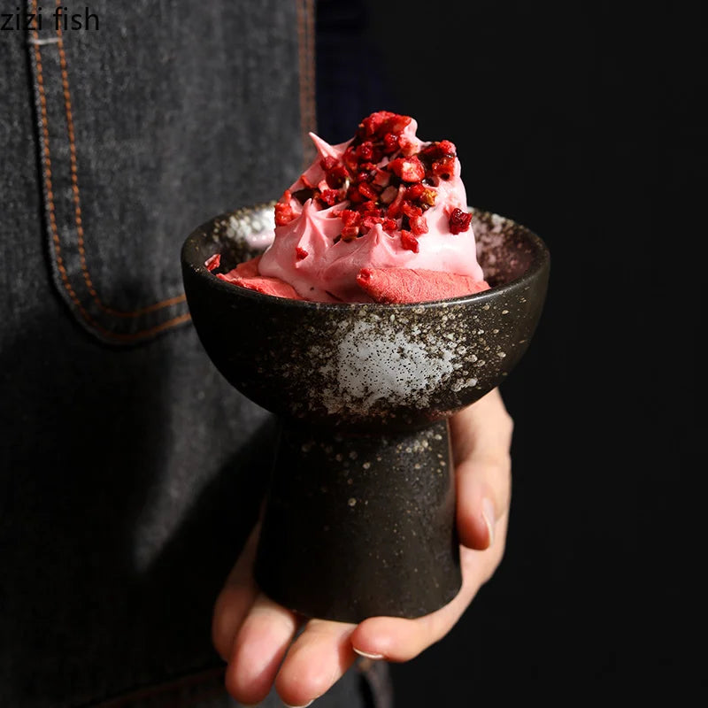 Axya High Feet Ceramic Dessert Bowl Set
