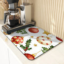 Axyaa Christmas Dish Drying Mat - Heat Resistant Non-slip Kitchen Counter Pad