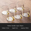 Axyaa Glass Teacup Set, Master Quality, Heat-Resistant, Kung Fu Tea Cup with Handle