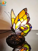 Axyaa Butterfly Night Light: Stained Glass Tiffany Style LED Table Lamp Art Decoration