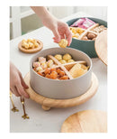 Axyaa Ceramic Bowl: Mixed Dim Sum & Fruit Snack with Melon Seeds, Nuts & Dried Fruit