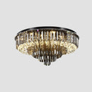 Axyaa Crystal Ceiling Chandelier: Modern, Luxury, Gold Round Lighting Fixture