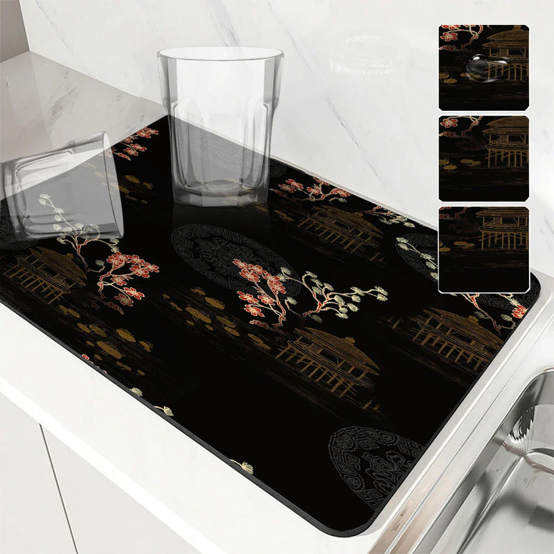 Axyaa Plant Flowers Absorbent Dish Mat Cup Drying Mats Table Decor