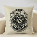 Axyaa Motorcycle Pattern Cushion Cover 45x45cm - Black and White Design