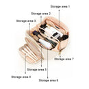 Axyaa Cream Pu Leather Makeup Bag: Waterproof, Portable, Large Capacity