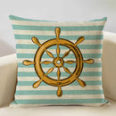 Axyaa Nautical Pattern Linen Cushion Cover 45x45cm for Home Sofa Decoration