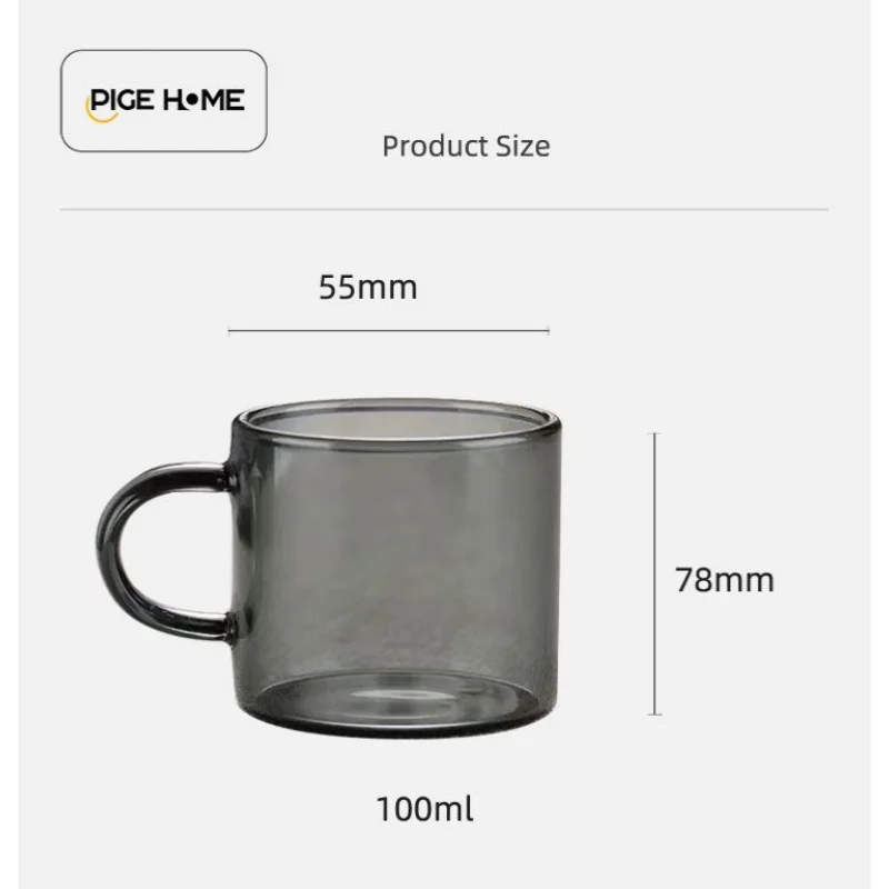 Axyaa Smoke Grey Glass Teacup Set 100ml Kung Fu Small Handle Cup