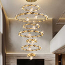 Axyaa Crystal Stair Chandelier LED Ceiling Lamp for Living Room