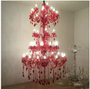 Axyaa 5-Layer 42-Arm Large Red Crystal Chandelier for Stair, Restaurant, Hotel & Villa
