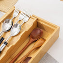 Axyaa Bamboo Cutlery Storage Box: Retractable Tableware Organizer & Drawer for Kitchen Utensils