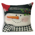 Axyaa Christmas Santa Snowman Pillowcase - Linen Cushion Cover 18*18 inch