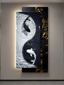 Axyaa Tai Chi Koi Foyer LED Wall Lamp - Modern Hanging Painting for Entrance