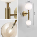 Axyaa Copper LED Wall Sconce Amber Glass Ball Modern Applique Murale