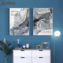 Islamic Bismillah Alhamdulillah Blue Gray Gold Marble Canvas Wall Art by Axyaa