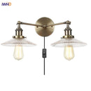 Axyaa 2-Head Industrial Vintage Wall Lamp Clear Glass Stair Light Fixtures