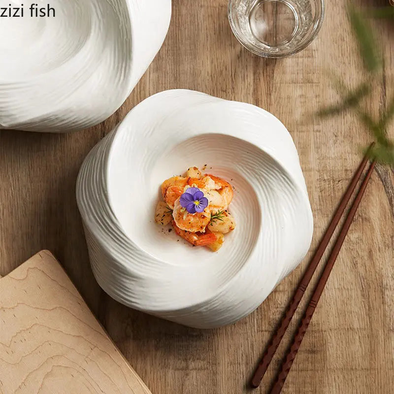 Axya Ceramic Dinner Dessert Plate Set Solid Color Tableware