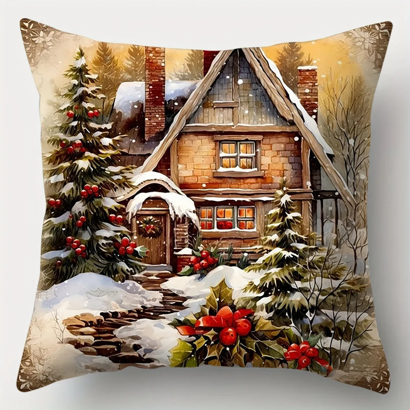 Axyaa Christmas Retro Country Pillowcase Set, Festive Room Decor Pillow Cover